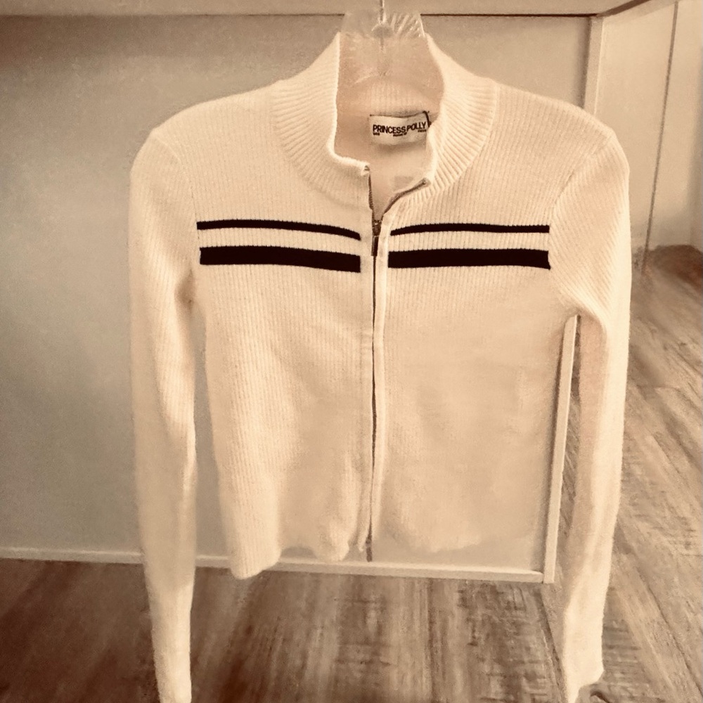 Princess Polly Cream and Black Striped Cardigan. NWT